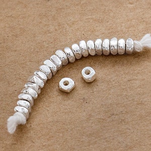 20 of Karen Hill Tribe Silver Free form  Disc Spacer Beads 3.4x1.6 mm.  :ka4272m