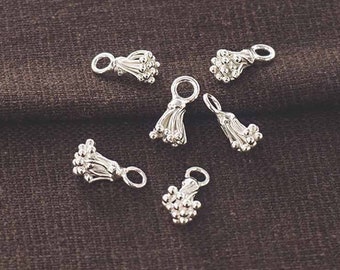 6 of Karen Hill Tribe Silver Flower Charms 5x8 mm. :ka4596