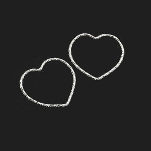 4 of 925 Sterling Silver Diamond Cut Heart Links, Connectors 20x1 mm. :tk0239
