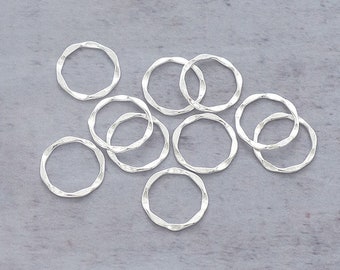 10 de anillos cerrados de círculo martillado de plata de ley 925, conectores de 11,5 mm. :th1658