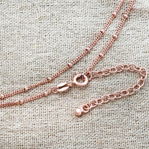 11.5-14 inches adjustable of 925 Sterling Silver Rose Gold Vermeil Style Curb Diamond Cut Bead Chain Necklace 1.2mm.  :pg0947