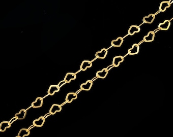 24 inches of 925 Sterling Silver Gold Vermeil Style Tiny Heart Chain 2x1.8 mm   :vm1432
