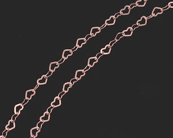 24 inches of 925 Sterling Silver Rose Gold Vermeil Style Tiny Heart Chain 2x1.8 mm   :pg0917