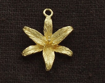 1 of 925 Sterling Silver Gold  Vermeil Style Lily Flower Pendant 15x17mm.  :vm1248