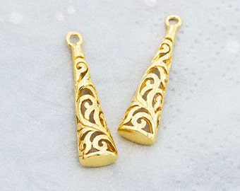 funky pattern Irina Miech 9mm gold plated sterling silver 2 pcs vermeil cones Hill Tribe