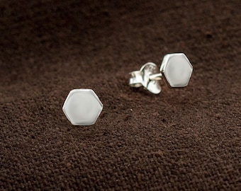 Details about   5mm Tiny Hexagon Earrings 925 Sterling Silver Geometric Studs Push Back 
