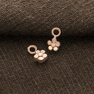 2 of 925 Sterling Silver Rose Gold Vermeil Style Tiny Flower Charms 4.6mm.  :pg0882