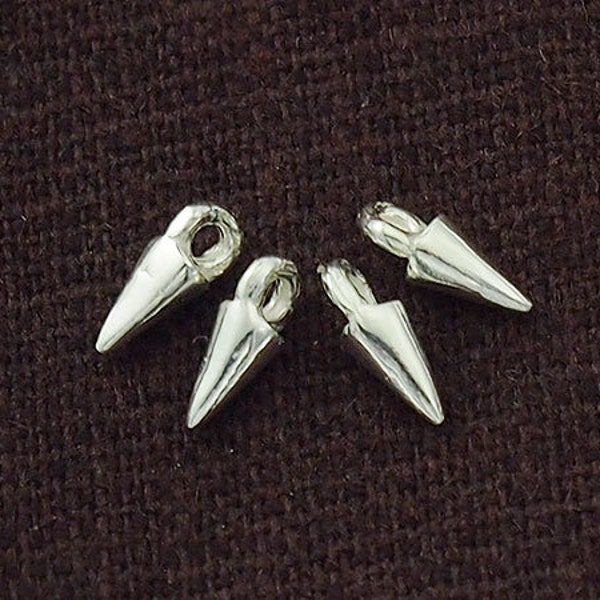 6 of 925 Sterling Silver Spike Charms 2.7x5mm., Tiny charms .Polish Finished  :th2342