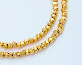 100 of Karen hill tribe  Silver Gold Vermeil Style Faceted Seed Beads 1.8x1 mm. 6" :vm0567