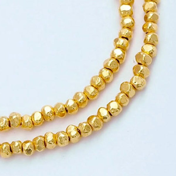 100 perles de rocailles à facettes style tribu Karen argent or vermeil 1,8 x 1 mm. 6" :vm0567