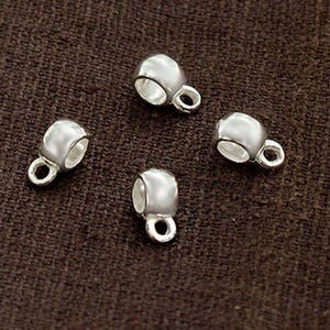 4 of 925 Sterling Silve Tube Hanger Bails with  3.5mm hole.,Bail Charm Holder Spacer with Loop   :th2641