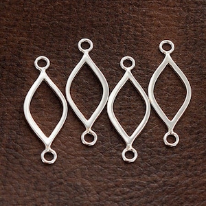 4 of 925 Sterling Silver Marquise Drop Links, Connectors 9x18mm.  :tk0180