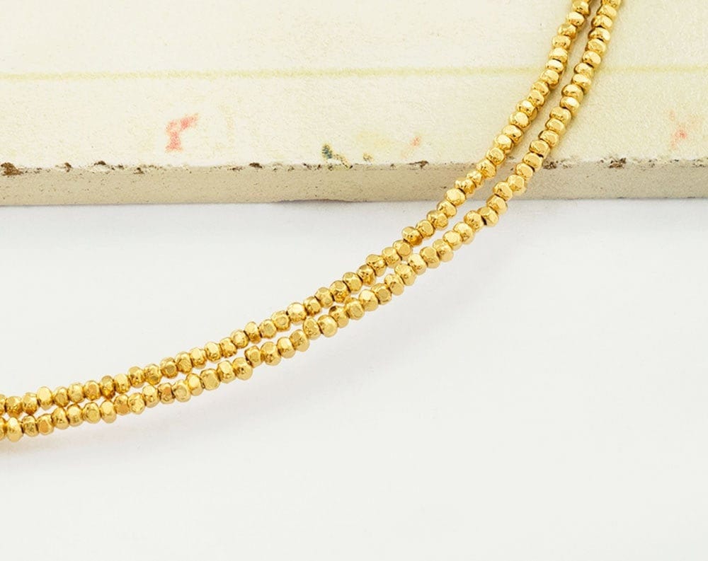 170 Karen hill tribe Silber Gold Vermeil Stil Facettierte Rocailles 1,5mm. 20 cm : vm1456