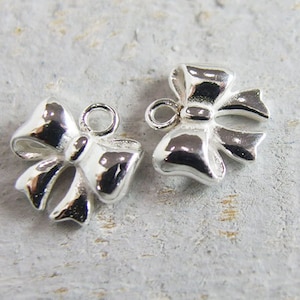 2 of 925 Sterling Silver Bow Charms 10 mm. :th2057