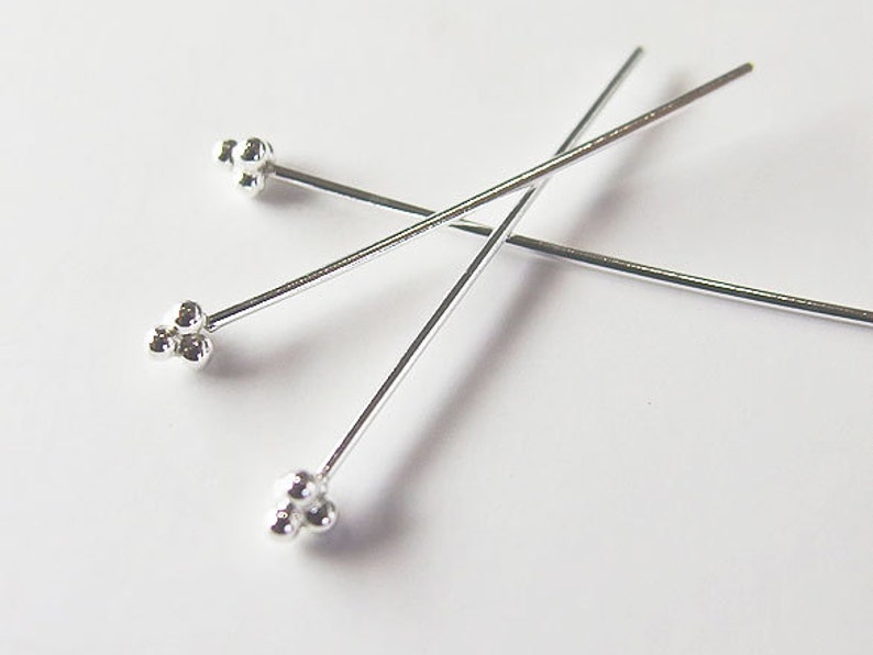 20 of 925 Sterling Silver Head Pins 0.7x30 mm. 21 AWG Etsy