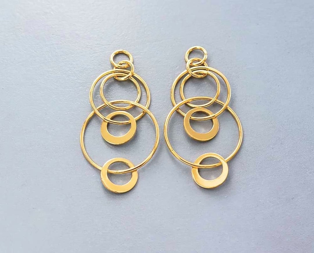 2 of 925 Sterling Silver Gold Vermeil Style Multi-link Circle Rings ...