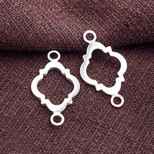 4 of 925 Sterling Silver Moroccan Style Drop Links, Connectors 11x15 Mm ...