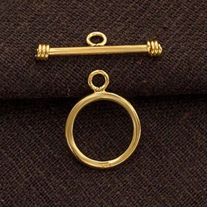 1 of 925 Sterling Silver Gold Vermeil Style Toggle 14 mm.  :vm1197