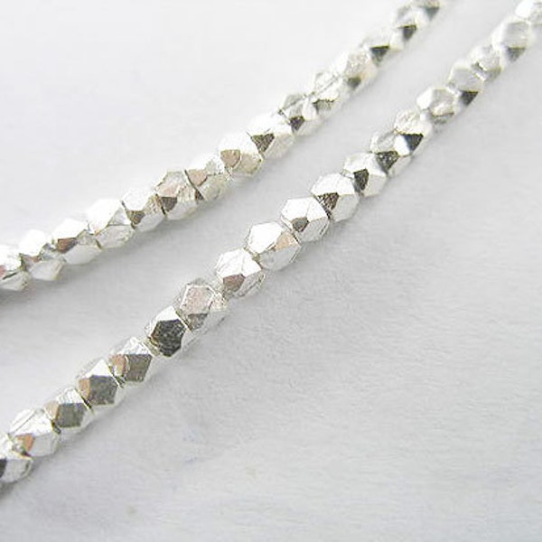 75 of Karen Hill Tribe Silver Faceted Beads 2mm. 6.5 " :ka2572