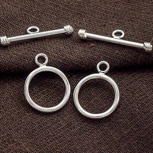 2 of 925 Sterling Silver Circle Toggles 14mm. :tk0201
