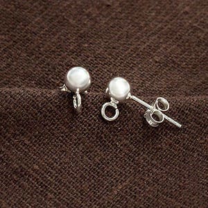 2 pairs of 925 Sterling Silver Post Stud Earrings Findings, 5mm Ball with Opened Loop. :tk0192 image 4