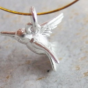 2 of 925 Sterling Silver Hummingbird Charms 7x14mm.  :th2090