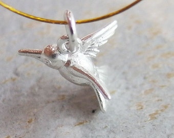 2 of 925 Sterling Silver Hummingbird Charms 7x14mm.  :th2090
