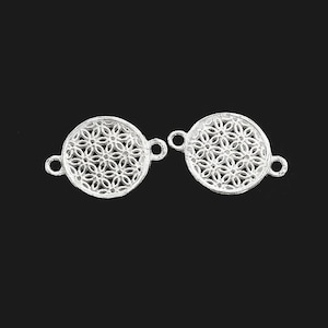 2 of 925 Sterling Silver filigree Flower Connectors, Links 11mm. , delicated links :th2728