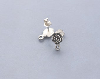 2 paia di orecchini a forma di fiore in argento sterling 925 con perno da 6,5 mm. :th2122 - Italia