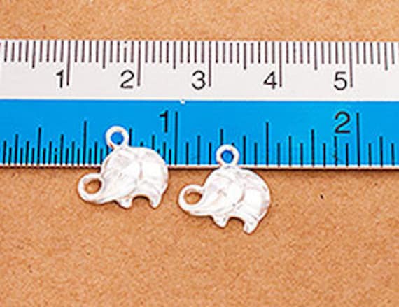 925 Sterling Silver 2 Elephant Charms 8x12 mm.
