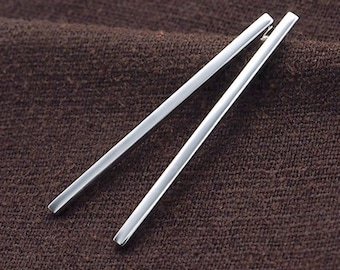 1 pair of 925 Sterling Silver Rectangle Stick Stud Earrings 2x40mm., Polish finish.  :er0940