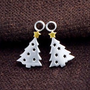 2 of 925 Sterling Silver Christmas Tree Charms 8x11mm. , tiny charms  :tm0136