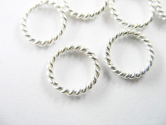 10 of Karen Hill Tribe Silver Opened Twisted Wire Rings 9x1.4mm