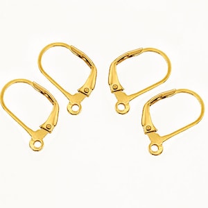 2 Paar 925 Sterling Silber Gold Vermeil Stil Brisuren 9 x 14 mm. :vm1378