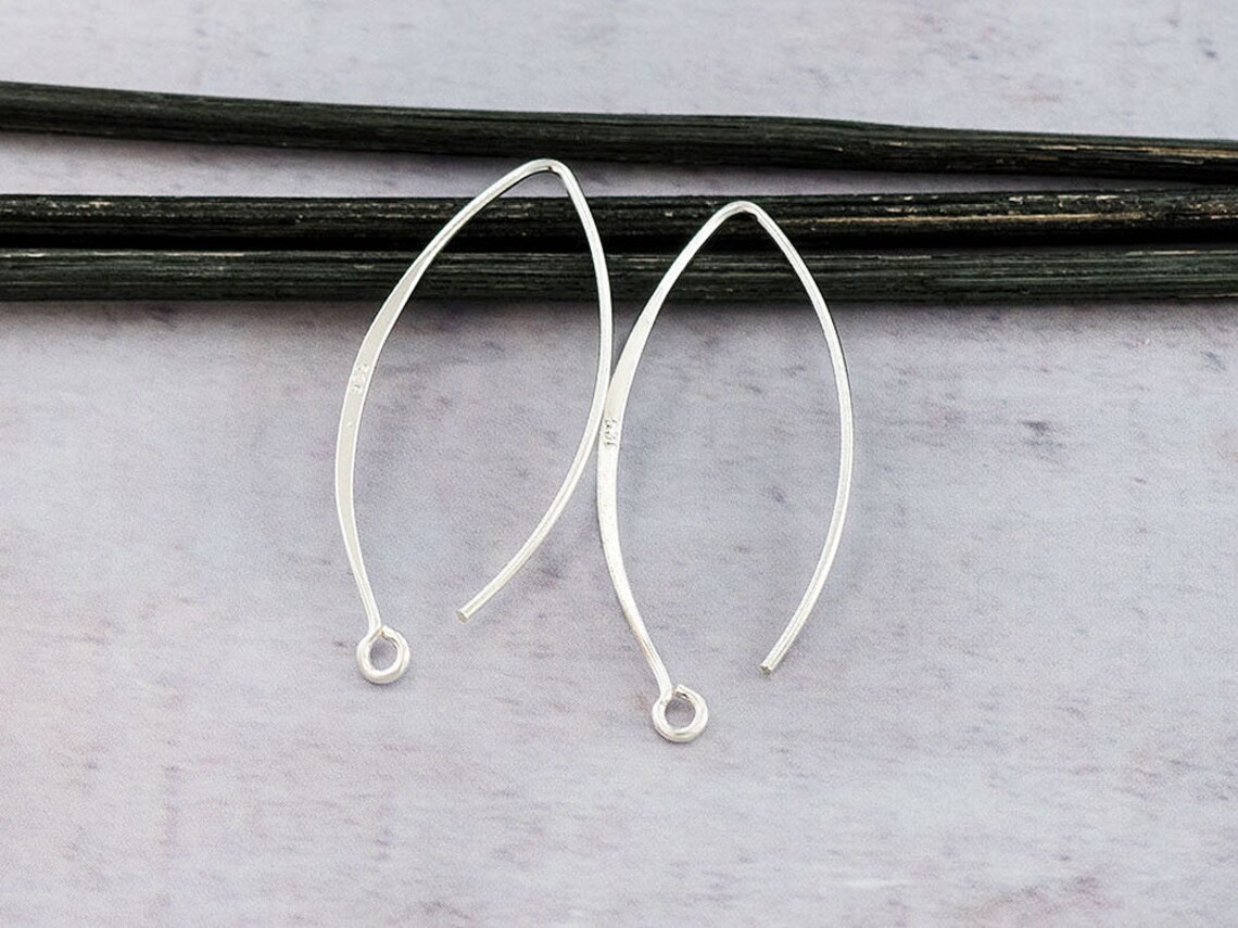 5 Pairs of 925 Sterling Silver Ear Wires 12x32 Mm. th0942 Etsy
