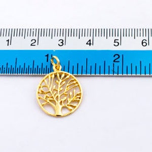 1 of 925 Sterling Silver Gold Vermeil Style Tree of Life Charm 16 mm. :vm0701 image 6