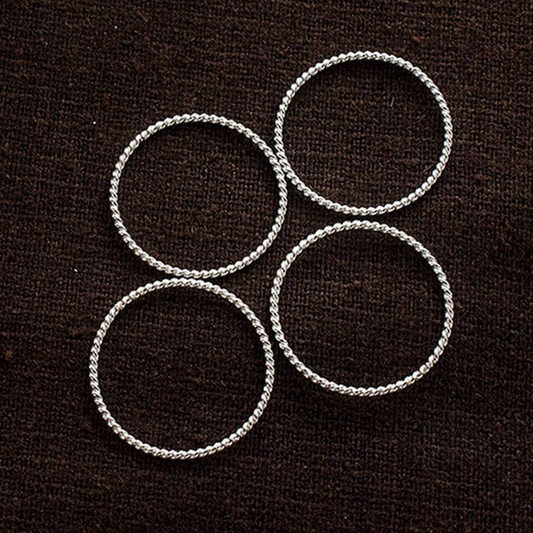 4 of 925 Sterling Silver Twisted Circle Links, Connectors 20 mm. :tk0218