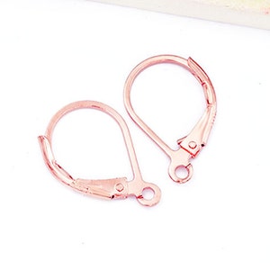 2 pairs of 925 Sterling Silver Rose Gold Vermeil Style Lever Back Earwires 10x15 mm. :pg0331
