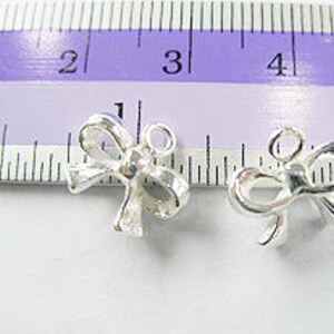 2 of 925 Sterling Silver Bow Charms 8x11 mm. :th1612 image 3