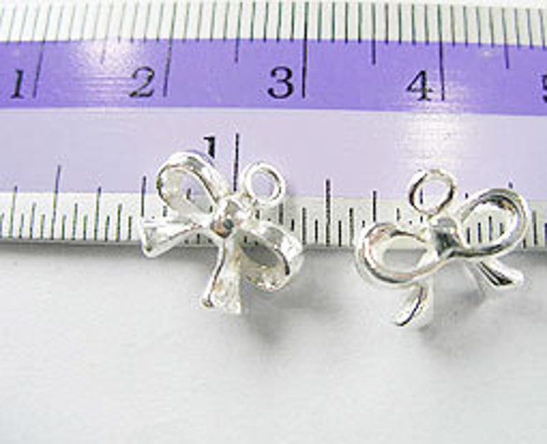 2 of 925 Sterling Silver Bow Charms 8x11 mm. :th1612 image 3