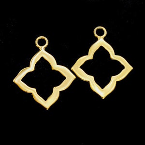 2 of 925 Sterling Silver Gold Vermeil Style Flower Charms 15mm.  :vm0938