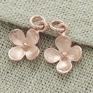 2 of 925 Sterling Silver Rose Gold Vermeil Style Flower Charms 10.5 mm. :pg0004