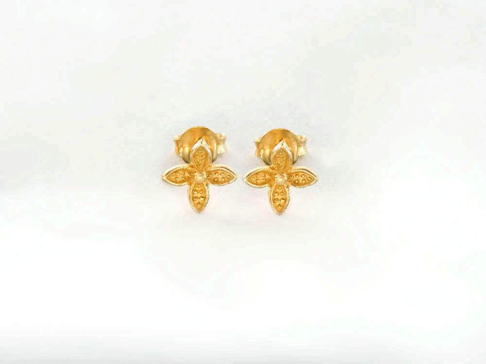 ピアス Numbering Flower Earrings #8272 SA5B0001 1 Pair of 925 Sterling Silver Gold Vermeil Style Flower Stud