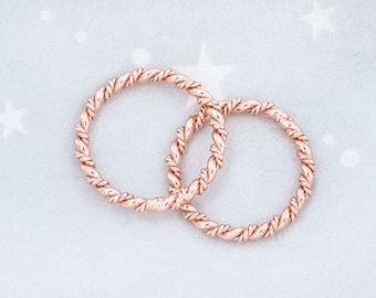 2 of 925 Sterling Silver Rose Gold Vermeil Style Twisted Circle Links, Connectors 18 mm.  Polish Finished   :Pg0397
