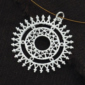 1 of 925 Sterling Silver Filigree Circle Pendant 30 mm. Polish Finished  :th2439