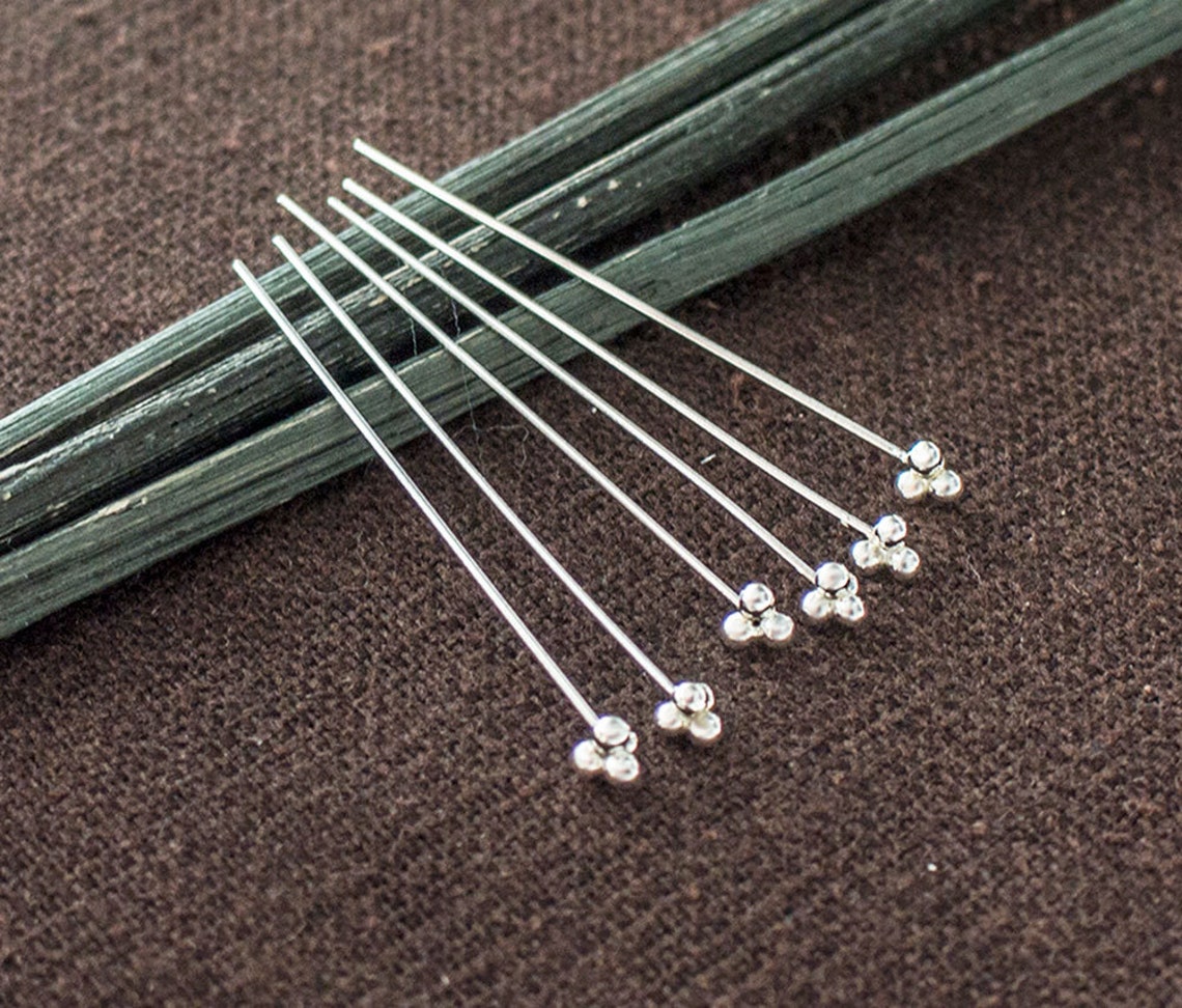 20 of 925 Sterling Silver Head Pins 0.5x30 Mm. 25 AWG tk0227 Etsy