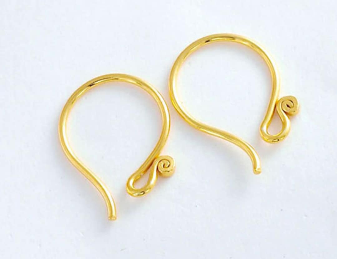 2 Pairs of Karen Hill Tribe Silver Gold Vermeil Style Earwires 18mm.20 ...