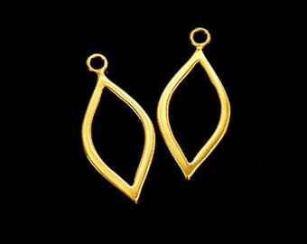 2 of 925 Sterling Silver Gold Vermeil Style Marquise Drop Pendants 11x21 mm. Polish Finished  :vm1004