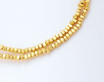 115 of Karen hill tribe  Silver Gold Vermeil Style Faceted Seed Beads 1.6x1 mm. 6.5" :vm0578