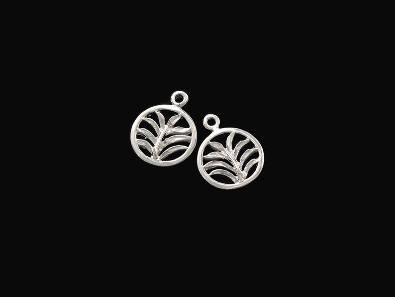 Polish Finished :tm0173 2 of 925 Sterling Silver Palm Branch Charms 11.5mm